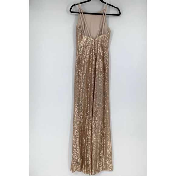 NEW! Dessy Collection Size 0 Elle Sequin Rose Gold Gown Dress $284 msrp I24-19 - Picture 4 of 9